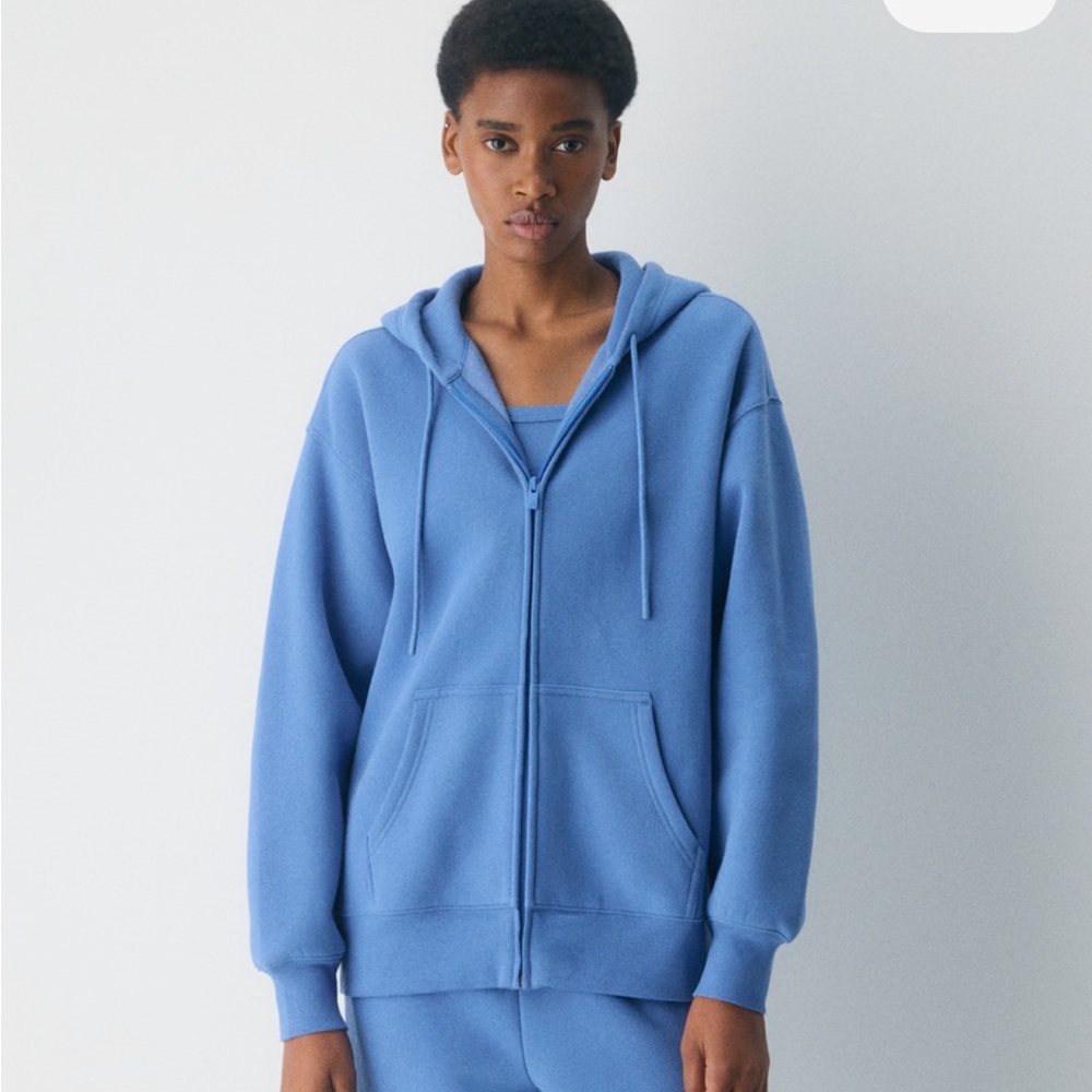 Aritzia French Blue Cozy Sweatfleece Boyfriend Zip Hoodie